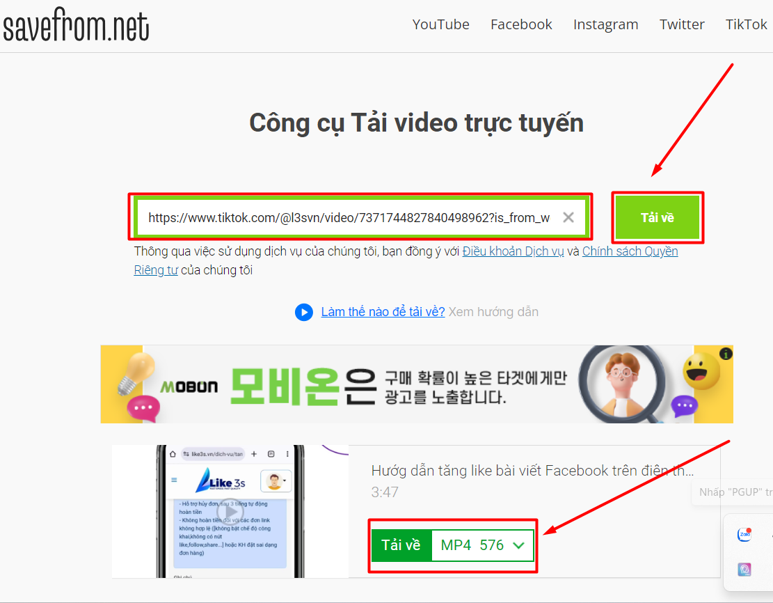 tải video tiktok